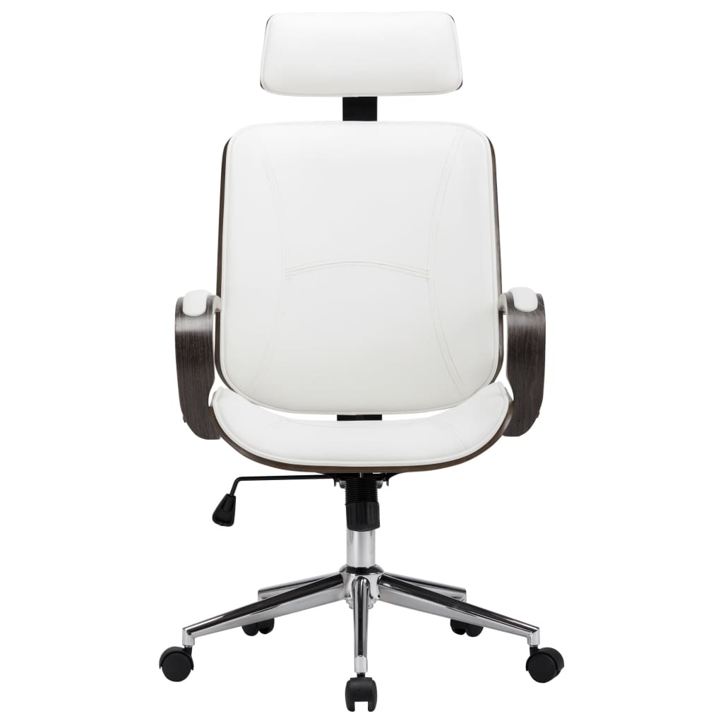 vidaXL Καρέκλα Γραφείου με Προσκέφαλο Λευκή Συνθ. Δέρμα/Λυγισμένο Ξύλο