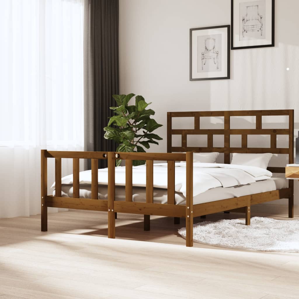 vidaXL Πλαίσιο Κρεβατιού Καφέ Μελί 160 x 200 εκ. από Μασίφ Ξύλο Πεύκου
