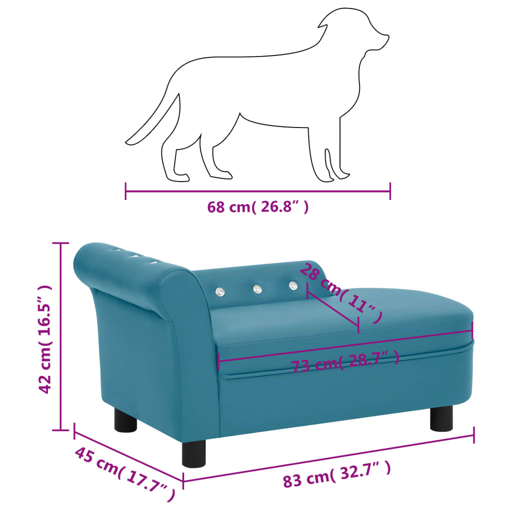 vidaXL Καναπές-Κρεβάτι Σκύλου Τιρκουάζ 83x45x42 εκ. Συνθετικό Δέρμα