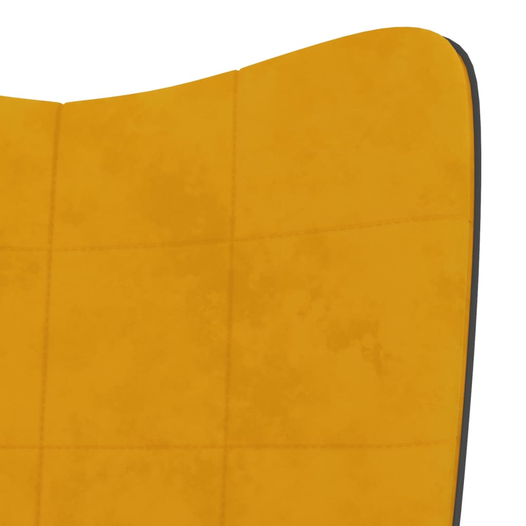 vidaXL Πολυθρόνα Relax Κίτρινη Μουσταρδί από Βελούδο & PVC με Σκαμπό