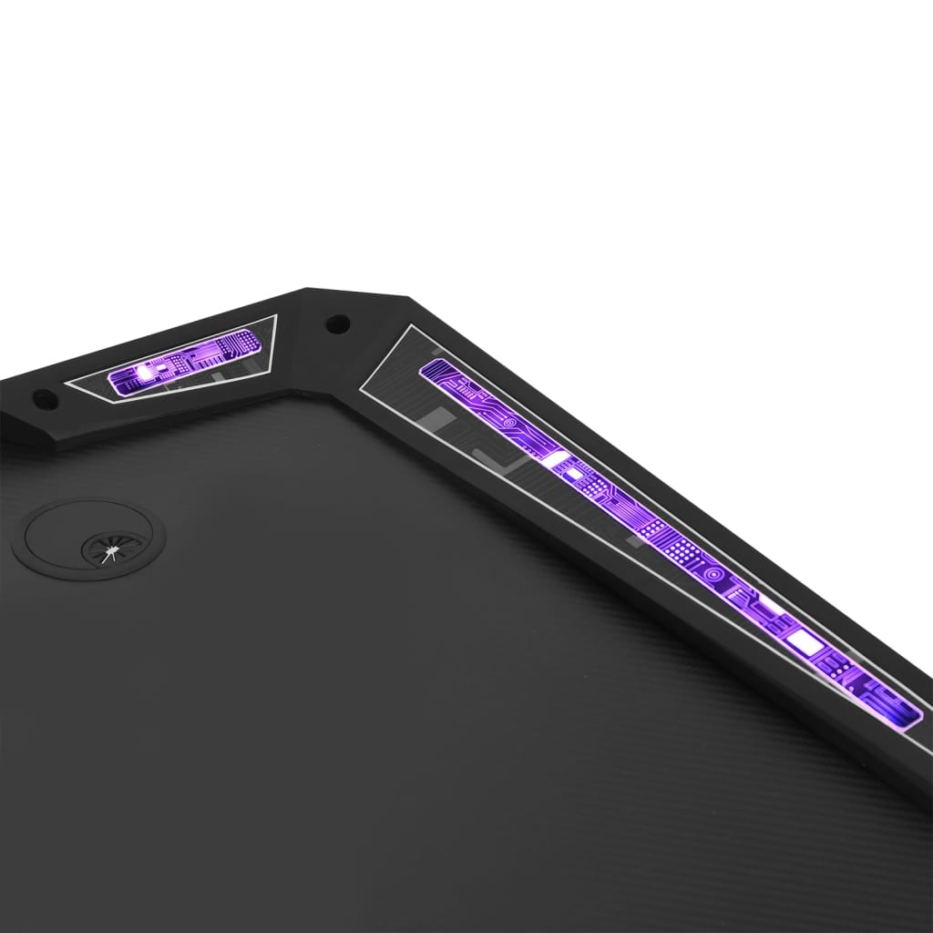 vidaXL Γραφείο Gaming με LED Μαύρο 90x60x75 εκ. με Πόδια σε Σχήμα Υ