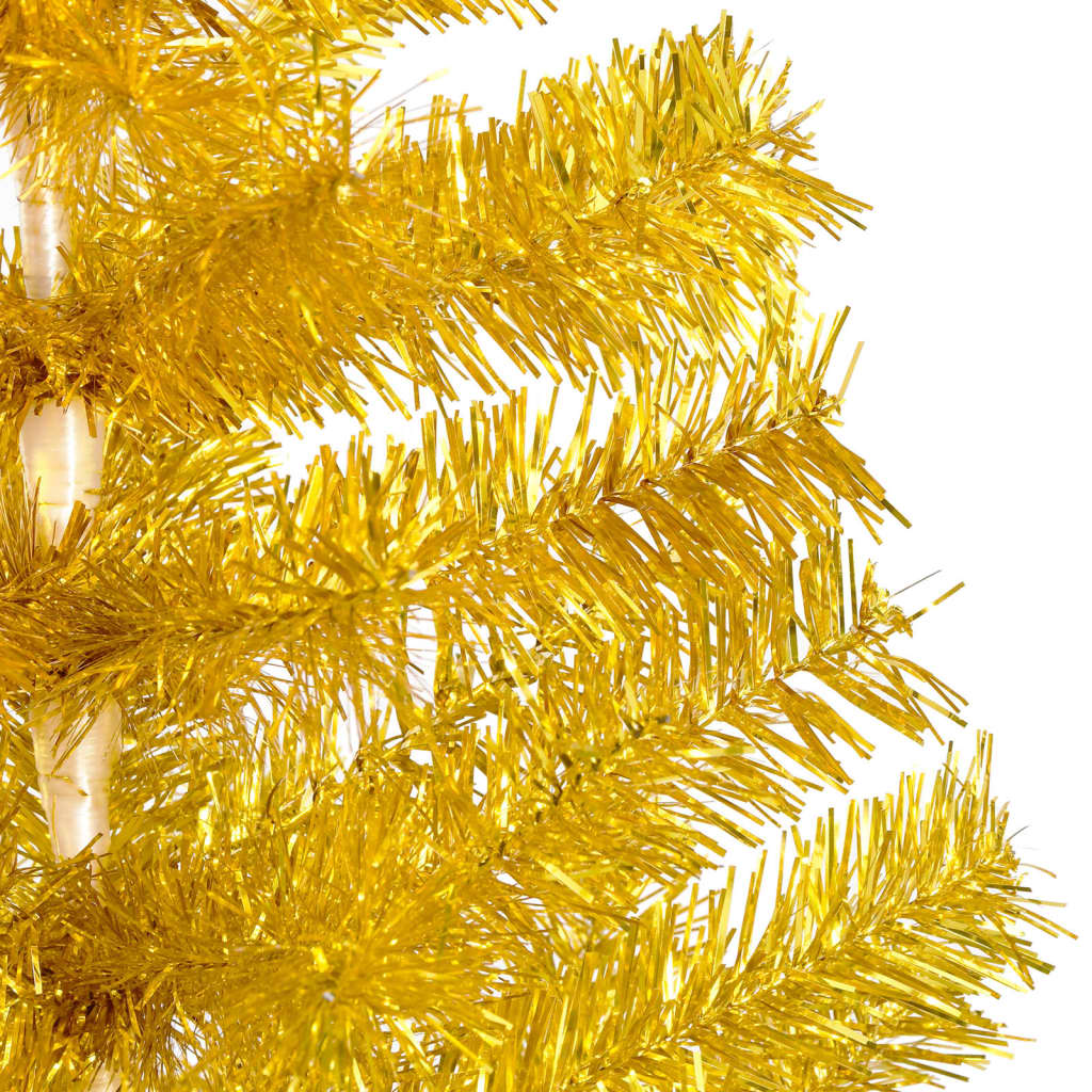vidaXL Χριστ. Δέντρο Τεχνητό Προφωτισμένο Μισό Βάση Χρυσό 240εκ PET