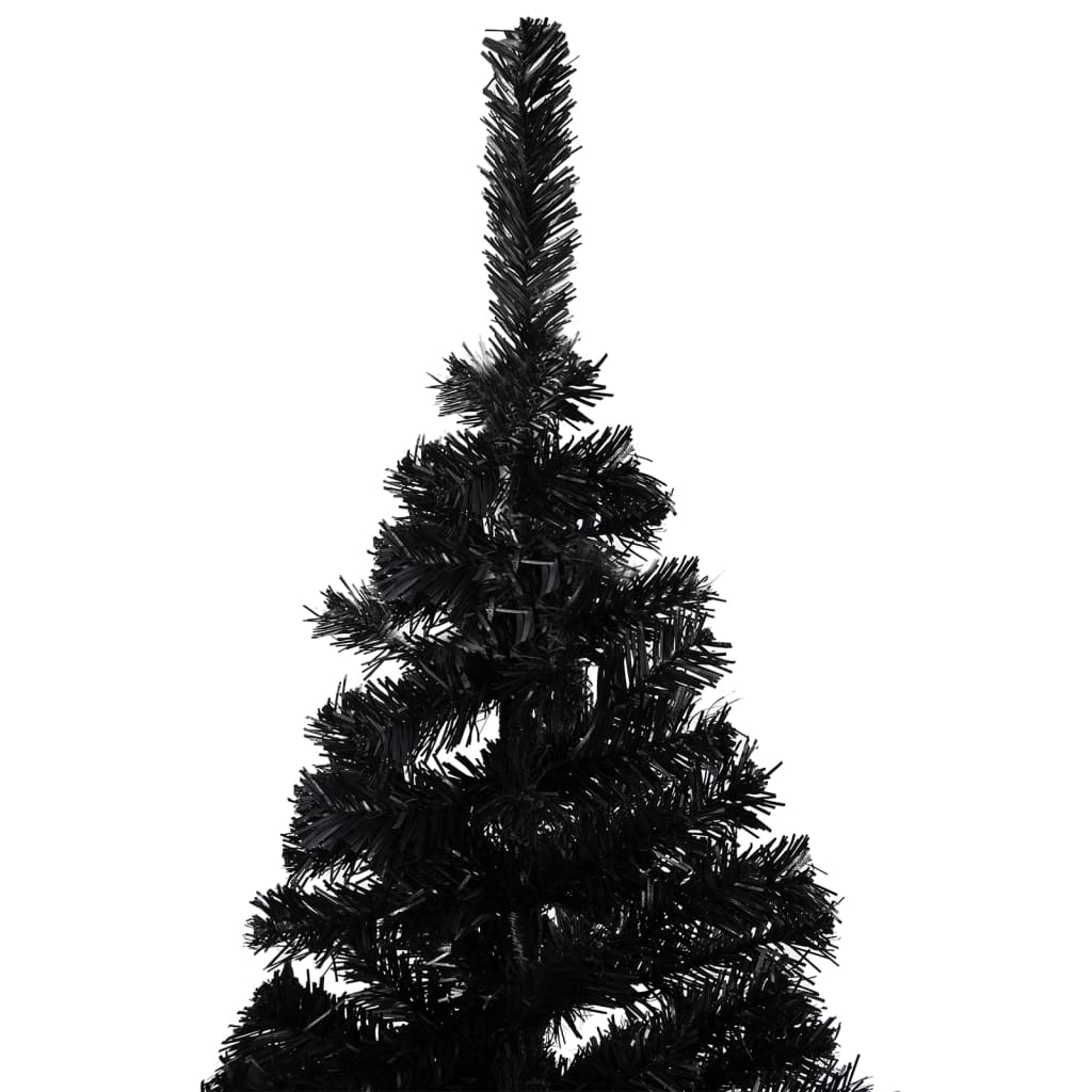 vidaXL Χριστ. Δέντρο Τεχνητό Προφωτισμένο Μισό Με Βάση Μαύρο 240εκ PVC