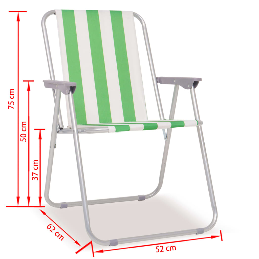 vidaXL Καρέκλες Camping Πτυσσόμενες 2 τεμ. Πράσινο/Λευκό 52x62x75 εκ.