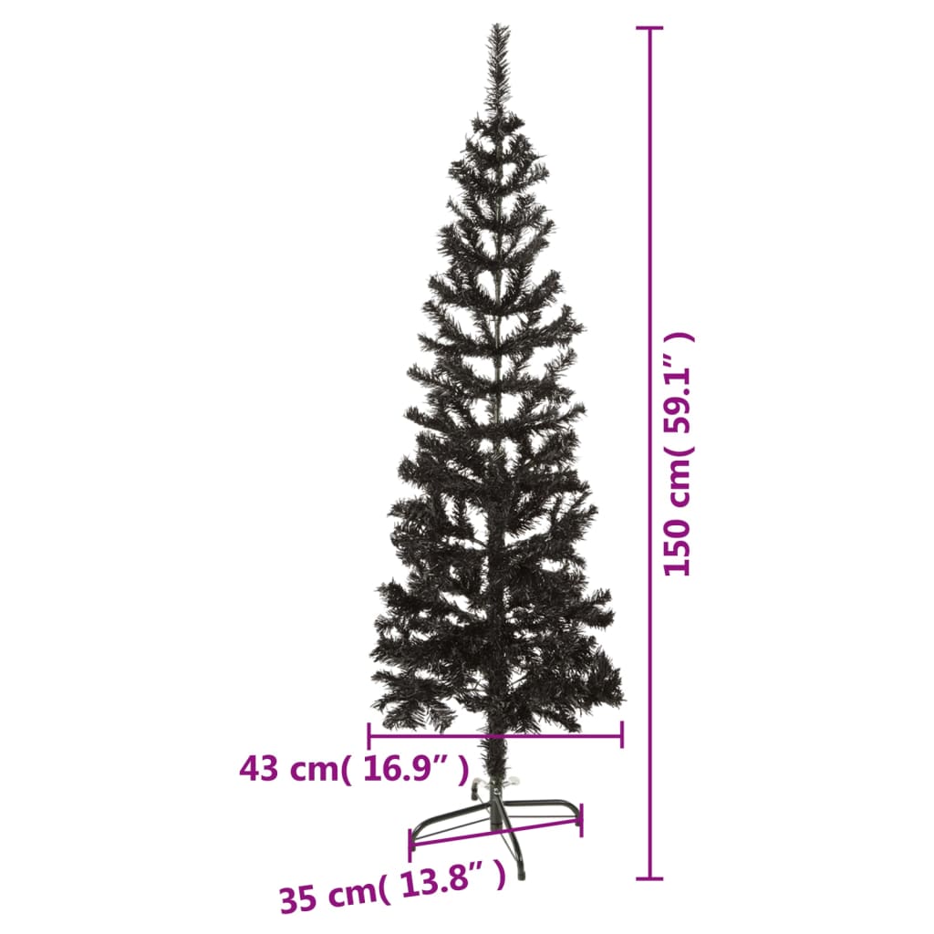 vidaXL Χριστουγεννιάτικο Δέντρο Slim Μαύρο 150 εκ.