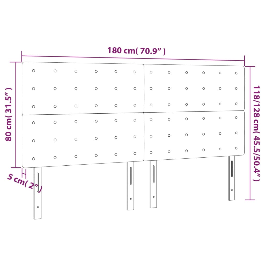 vidaXL Κεφαλάρια Κρεβατιού 4 τεμ. Μαύρο 90x5x78/88 εκ. Βελούδινο