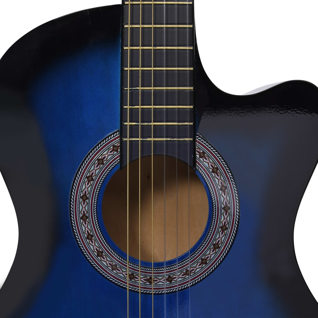 vidaXL Κιθάρα Western Classical Cutaway με 6 Χορδές Μπλε Σκίαση 38"