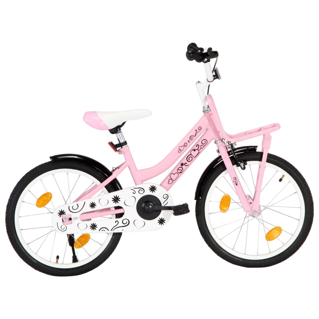 vidaXL Ποδήλατο Παιδικό Ροζ/Μαύρο 18 Ιντσών με Μπροστινή Σχάρα