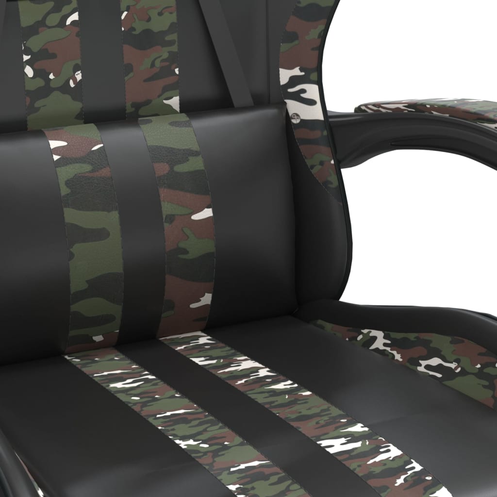vidaXL Καρέκλα Gaming Μασάζ Υποπόδιο Μαύρη Παραλλαγή Συνθετικό Δέρμα