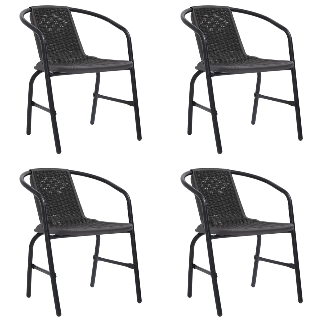 vidaXL Καρέκλες Κήπου 4 τεμ. 110 κιλά από Πλαστικό Ρατάν & Ατσάλι
