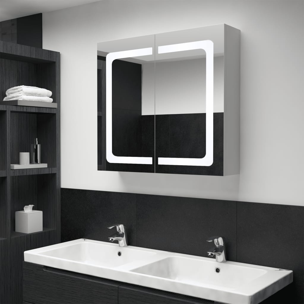 vidaXL Ντουλάπι Μπάνιου με Καθρέφτη και Φωτισμό LED 80 x 12,2 x 68 εκ.