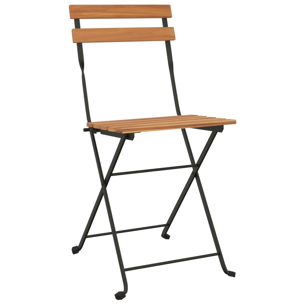 vidaXL Καρέκλες Bistro Πτυσσόμενες 8 τεμ. Μασίφ Ξύλο Teak και Ατσάλι