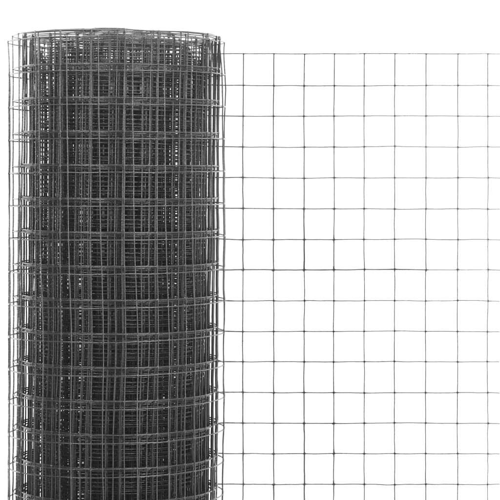 vidaXL Συρματόπλεγμα Τετράγωνο Γκρι 10 x 1 μ. Ατσάλι με Επικάλυψη PVC