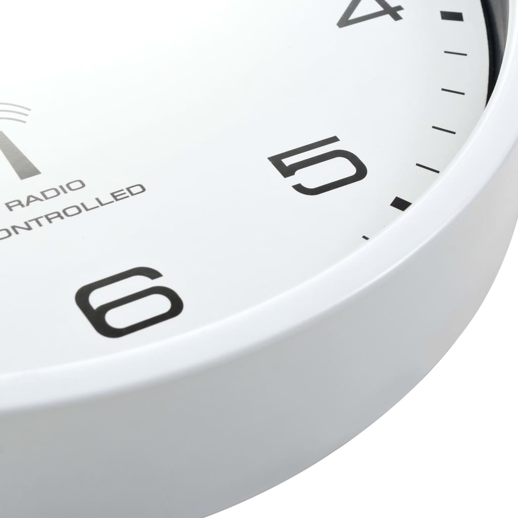 vidaXL Ρολόι Τοίχου Ραδιοελεγχόμενο με Μηχανισμό Quartz Λευκό 31 εκ.