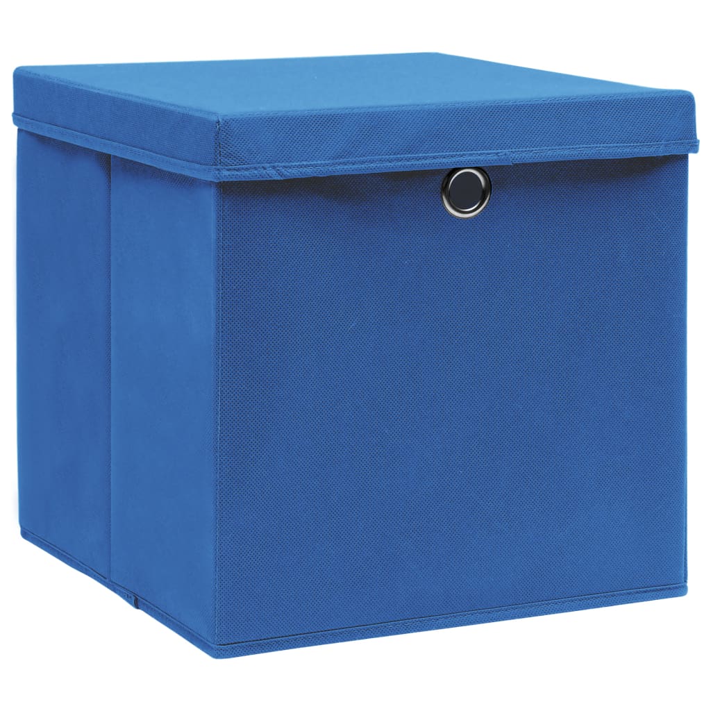 vidaXL Κουτιά Αποθήκευσης με Καπάκια 4 τεμ. Μπλε 28 x 28 x 28 εκ.