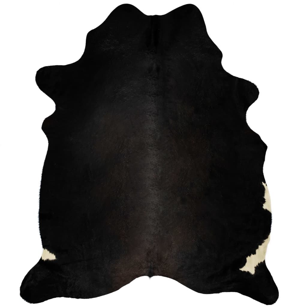 vidaXL Χαλί Μαύρο 180 x 220 εκ. από Γνήσιο Δέρμα Αγελάδας