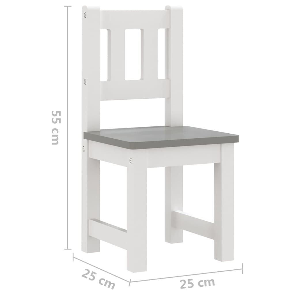 vidaXL Παιδικό Σετ Τραπέζι με Καρέκλες 4 τεμ. Λευκό και Γκρι MDF