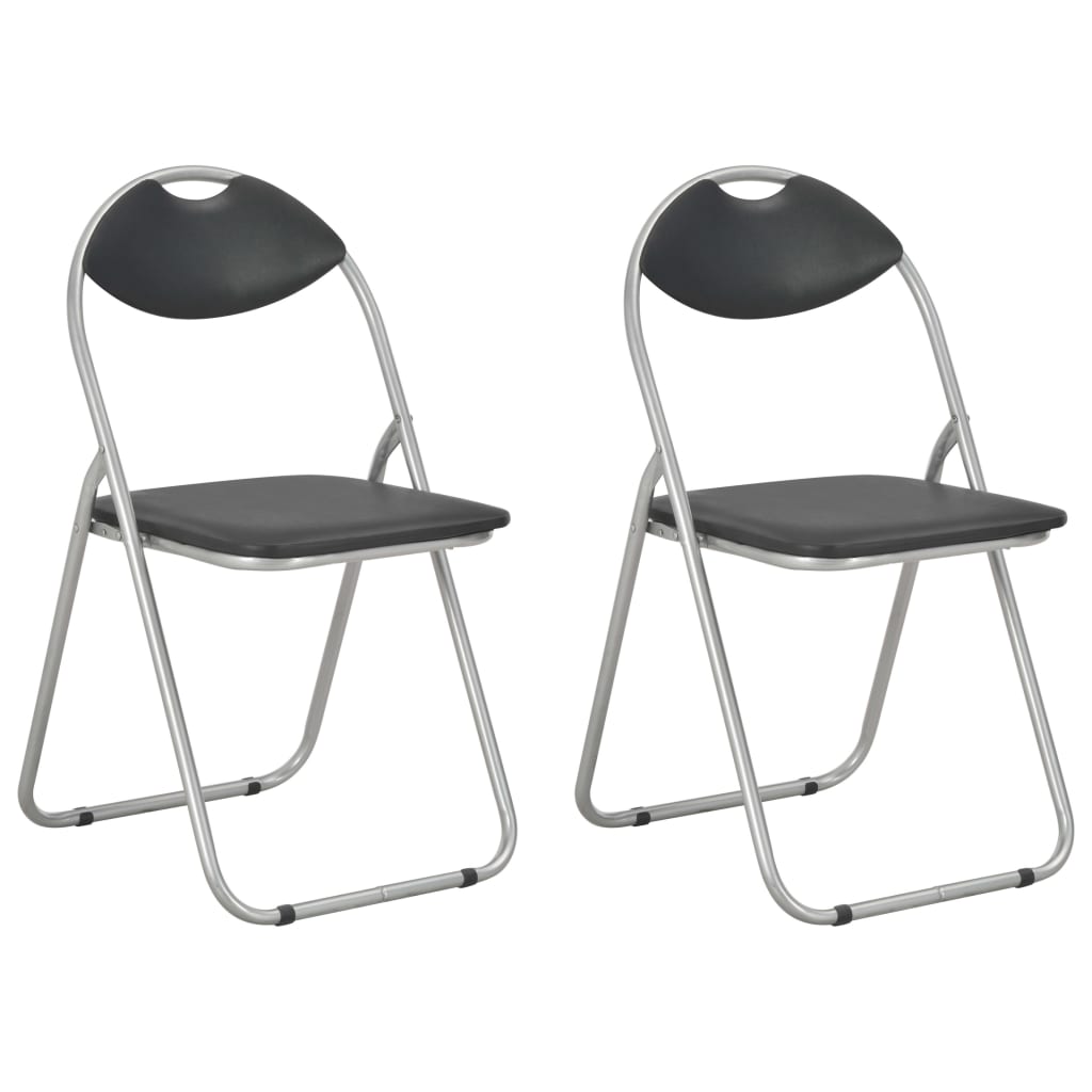vidaXL Καρέκλες Τραπεζαρίας Πτυσσόμενες 2 τεμ. Μαύρες Συνθετικό Δέρμα