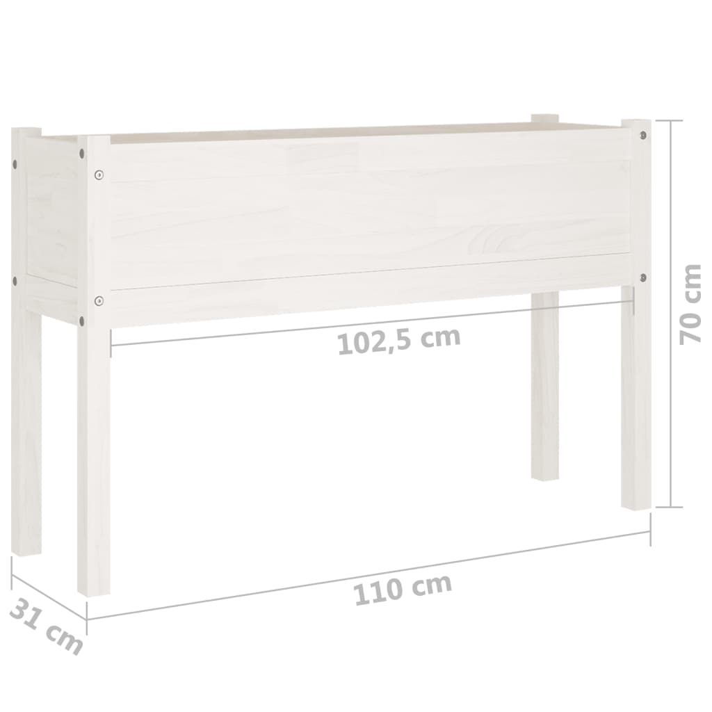 vidaXL Ζαρντινιέρα Λευκή 110 x 31 x 70 εκ. από Μασίφ Ξύλο Πεύκου