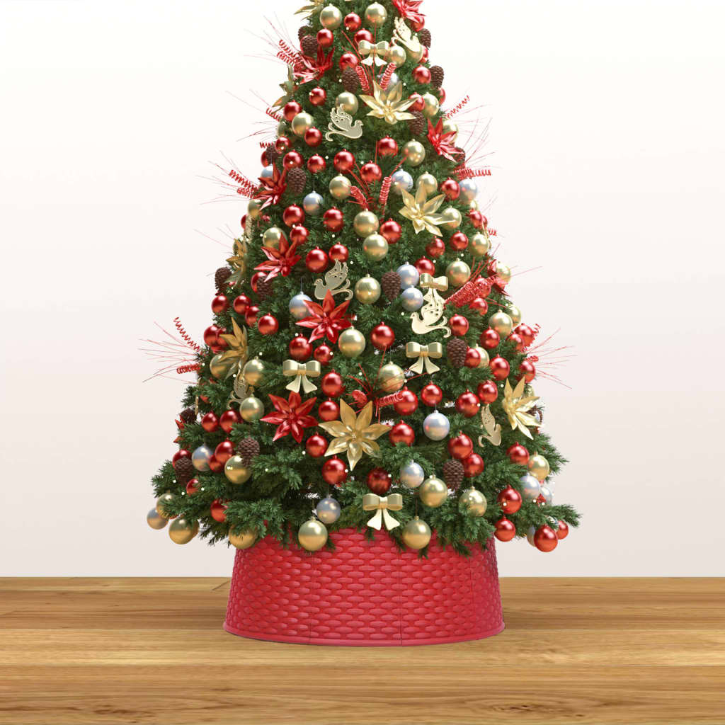 vidaXL Ποδιά Χριστουγεννιάτικου Δέντρου Κόκκινη Ø54 x 19,5 εκ.