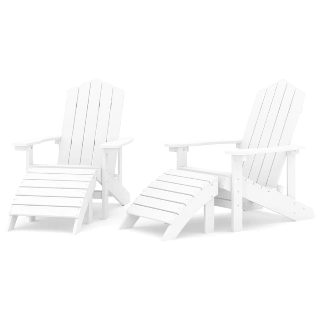 vidaXL Καρέκλες Κήπου Adirondack 2 τεμ. Λευκές από HDPE με Υποπόδια