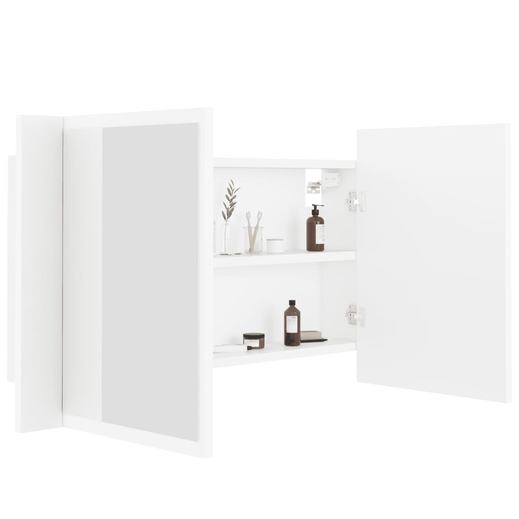 vidaXL Καθρέφτης Μπάνιου με Ντουλάπι LED Λευκός 80x12x45 εκ. Ακρυλικός