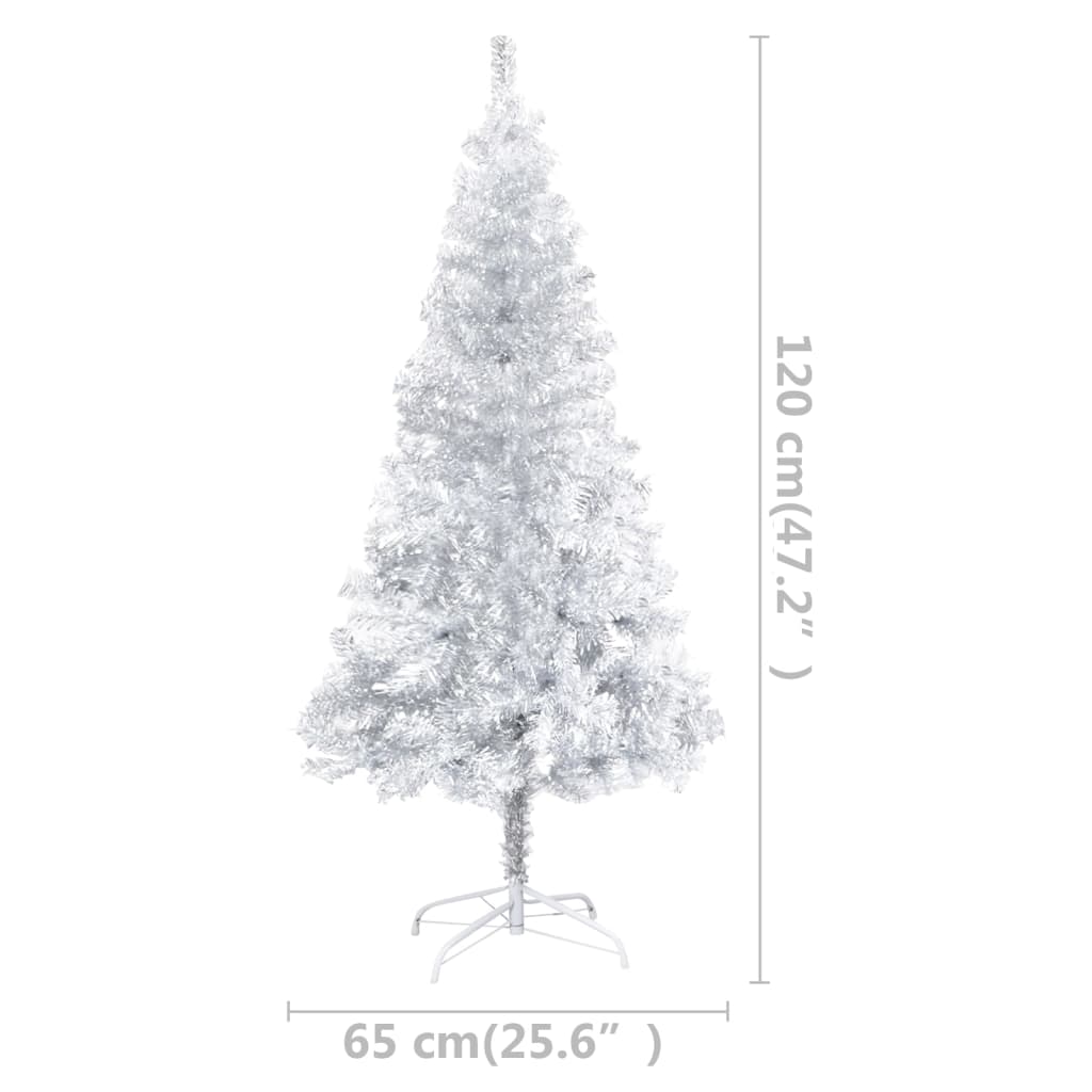 vidaXL Χριστουγεν Δέντρο Προφωτισμένο Τεχνητό Μπάλες Ασημί 120εκ PET