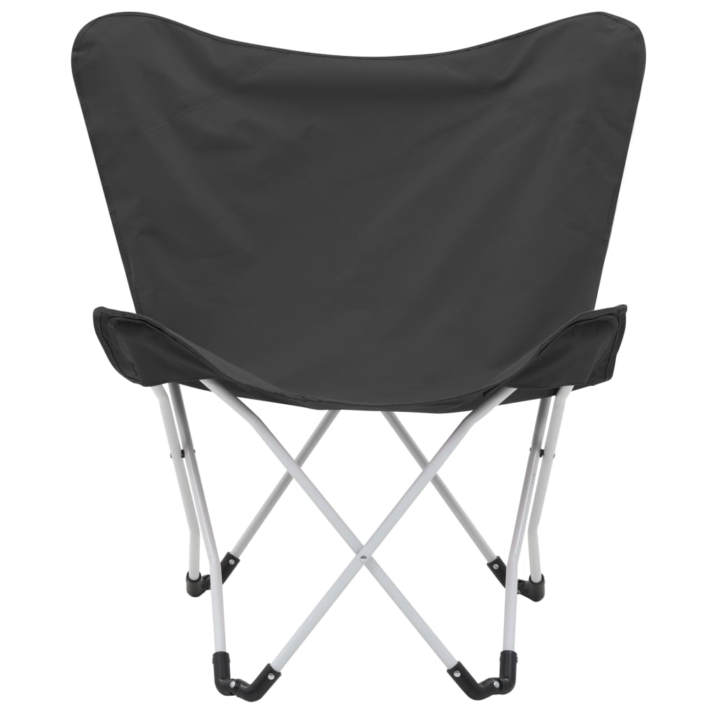 vidaXL Καρέκλες Camping Τύπου Πεταλούδα 2 τεμ. Πτυσσόμενες Μαύρες