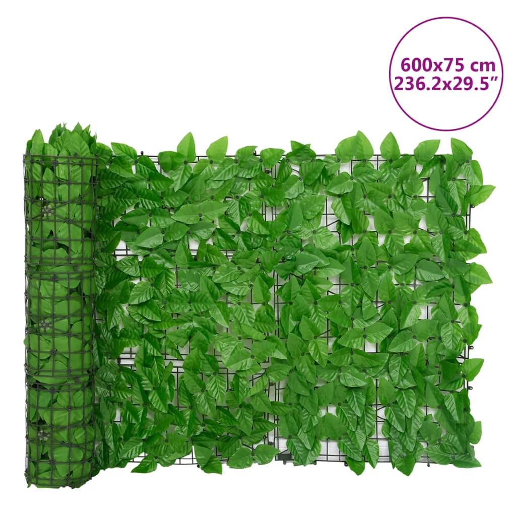 vidaXL Διαχωριστικό Βεράντας με Φύλλα Πράσινο 600 x 75 εκ.