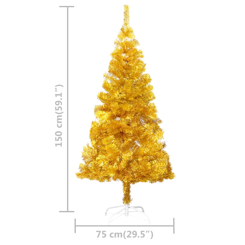 vidaXL Χριστουγεν Δέντρο Προφωτισμένο Τεχνητό Μπάλες Χρυσό 150εκ PET