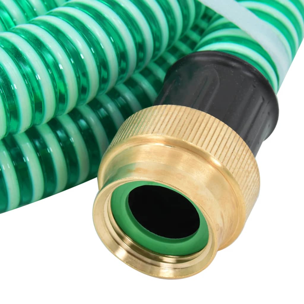 vidaXL Σωλήνας Αναρρόφησης Ορειχ. Συνδέσεις Πράσινος 15 μ/1,1" PVC