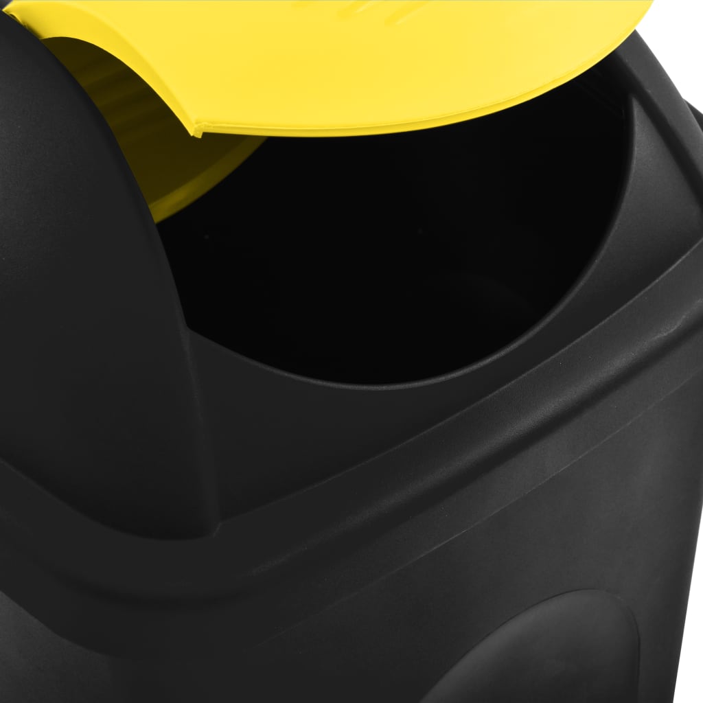vidaXL Κάδος Απορριμμάτων με Αιωρούμενο Καπάκι Μαύρο/Κίτρινο 60 Λίτρα