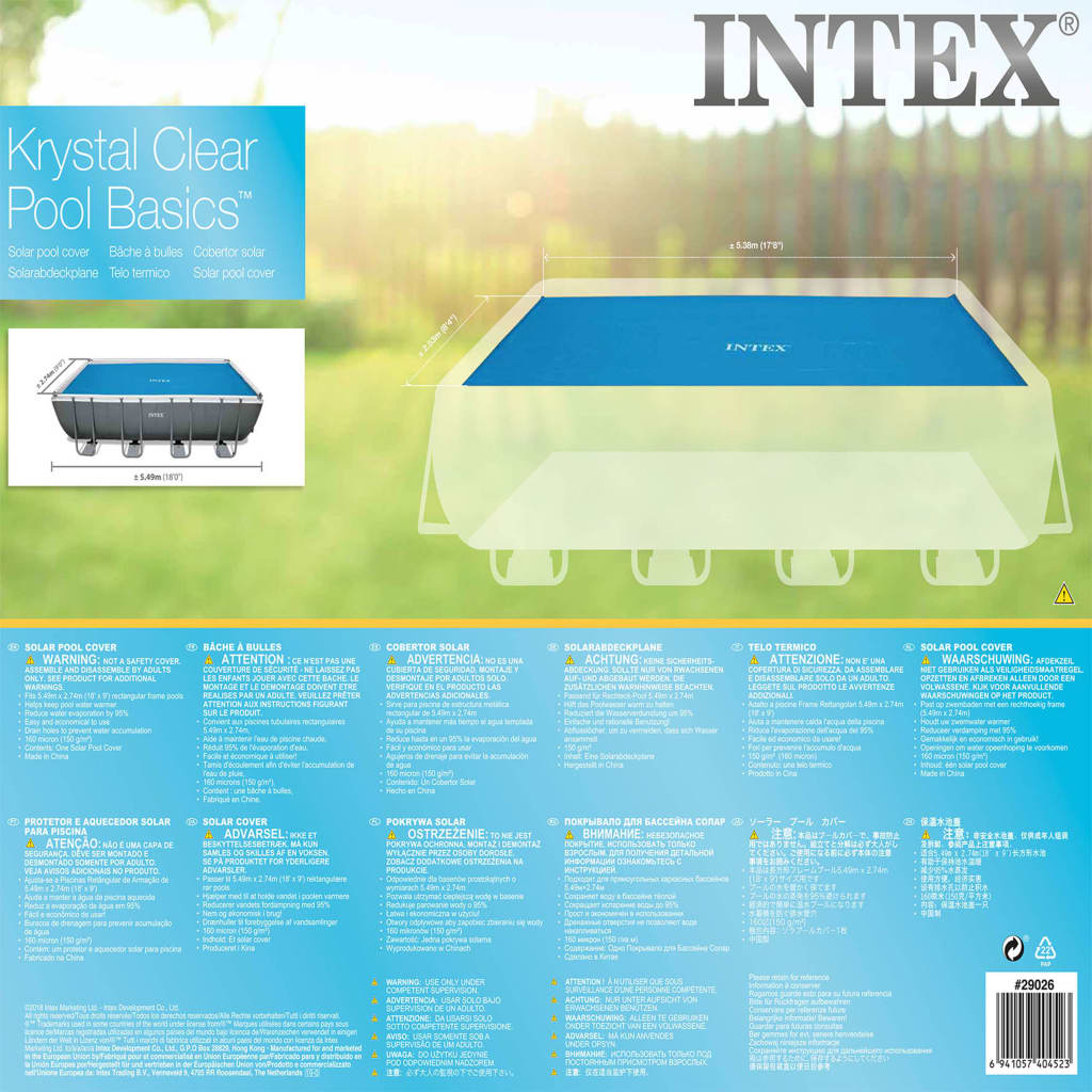 Intex Κάλυμμα Πισίνας Ορθογώνιο 549 x 274 εκ. 29026
