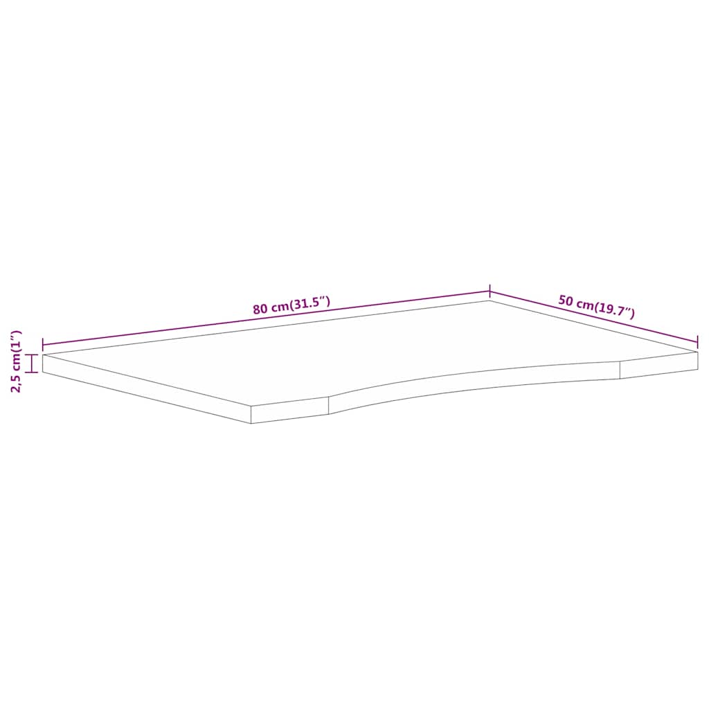 vidaXL Επιφάνεια Γραφείου Καμπύλη 80x50x2,5 εκ Μασίφ Ακατ. Μάνγκο
