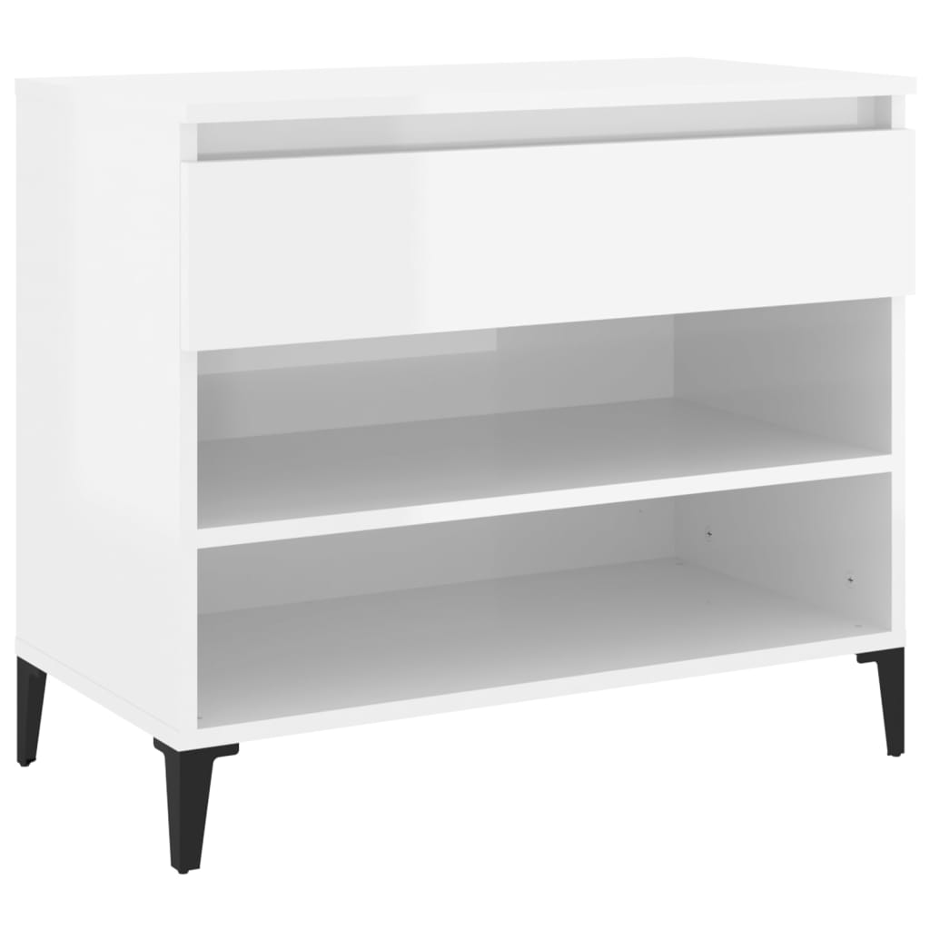vidaXL Παπουτσοθήκη Γυαλιστερή Λευκή 70x36x60 εκ. Επεξεργασμένο Ξύλο