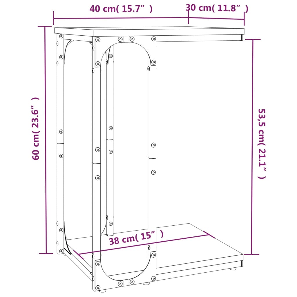 vidaXL Βοηθητικό Τραπέζι Καφέ Δρυς 40 x 30 x 60 εκ. Επεξεργασμένο Ξύλο