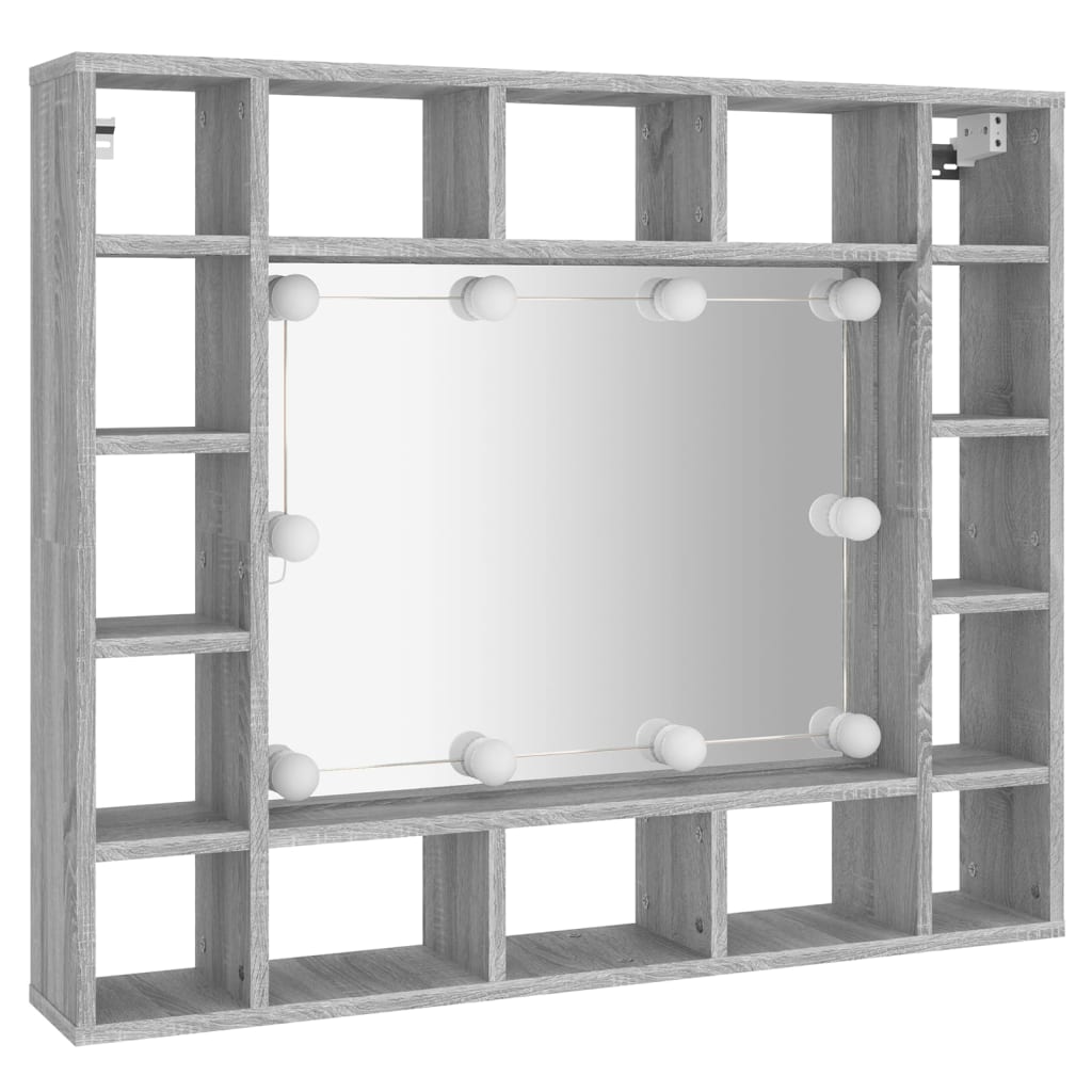 vidaXL Έπιπλο Καθρέπτη με LED Γκρι Sonoma 91x15x76,5 εκ.