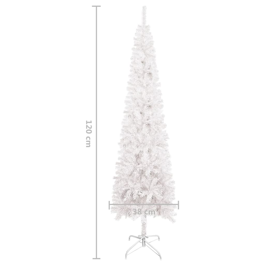 vidaXL Χριστουγεννιάτικο Δέντρο Προφωτ. Slim με Μπάλες Άσπρο 120 εκ.