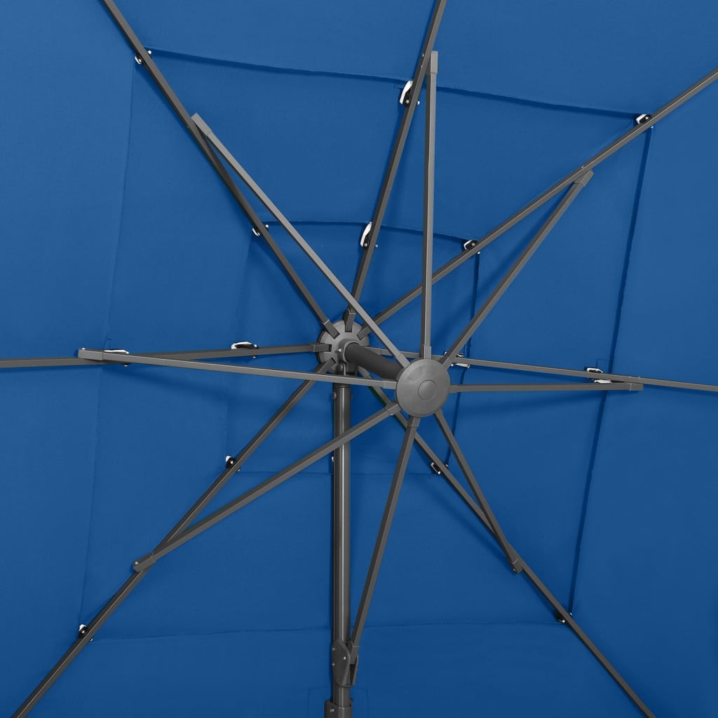 vidaXL Ομπρέλα 4 Επιπέδων Αζούρ Μπλε 250 x 250 εκ. με Ιστό Αλουμινίου