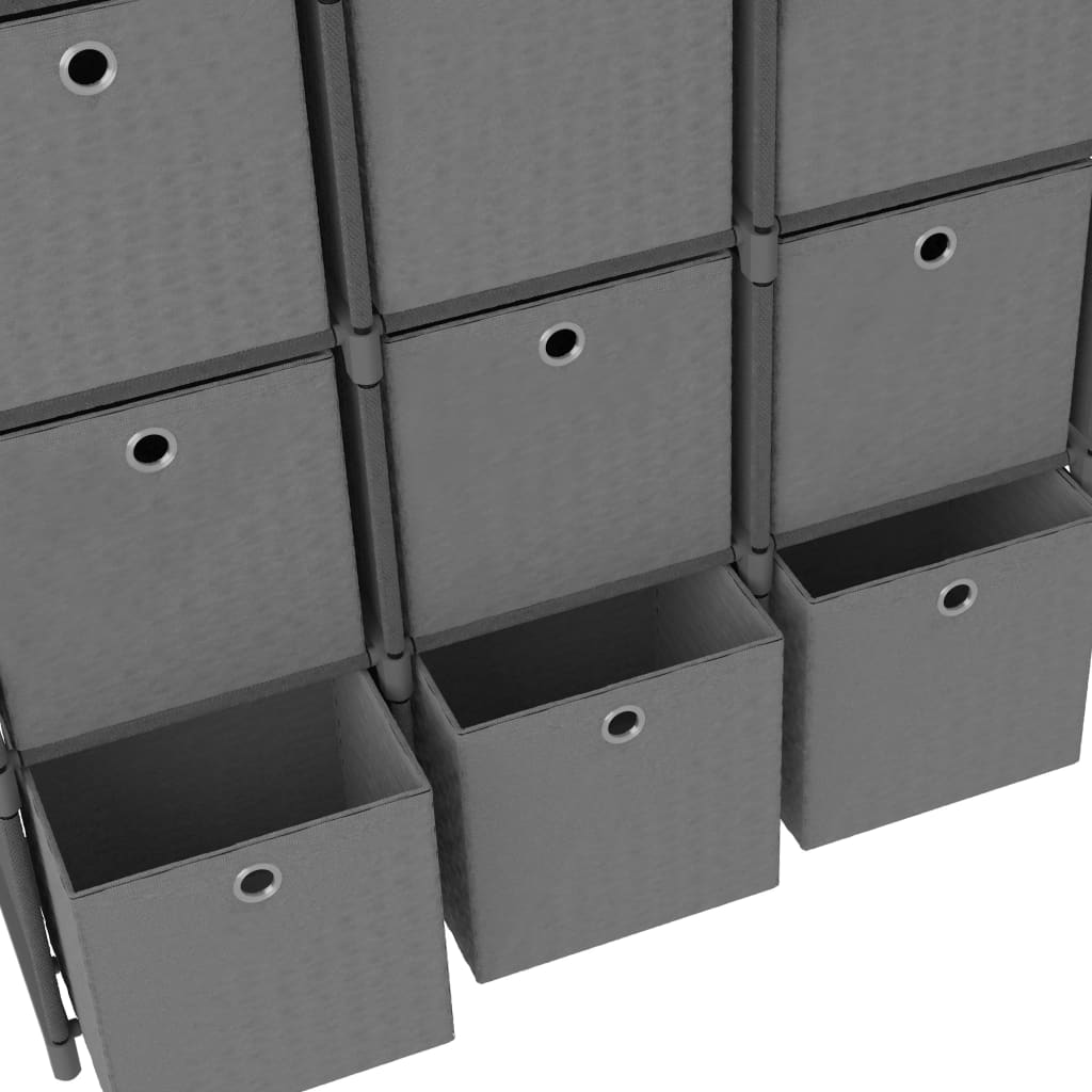 vidaXL Ραφιέρα με 15 Κύβους & Κουτιά Γκρι 103x30x175,5 εκ. Υφασμάτινη