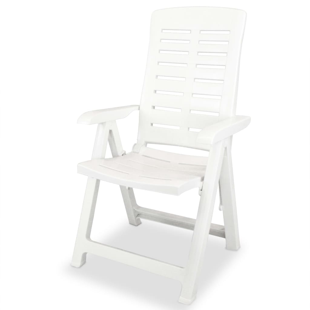 vidaXL Καρέκλες Κήπου Ανακλινόμενες 4 τεμ. Λευκές Πλαστικές