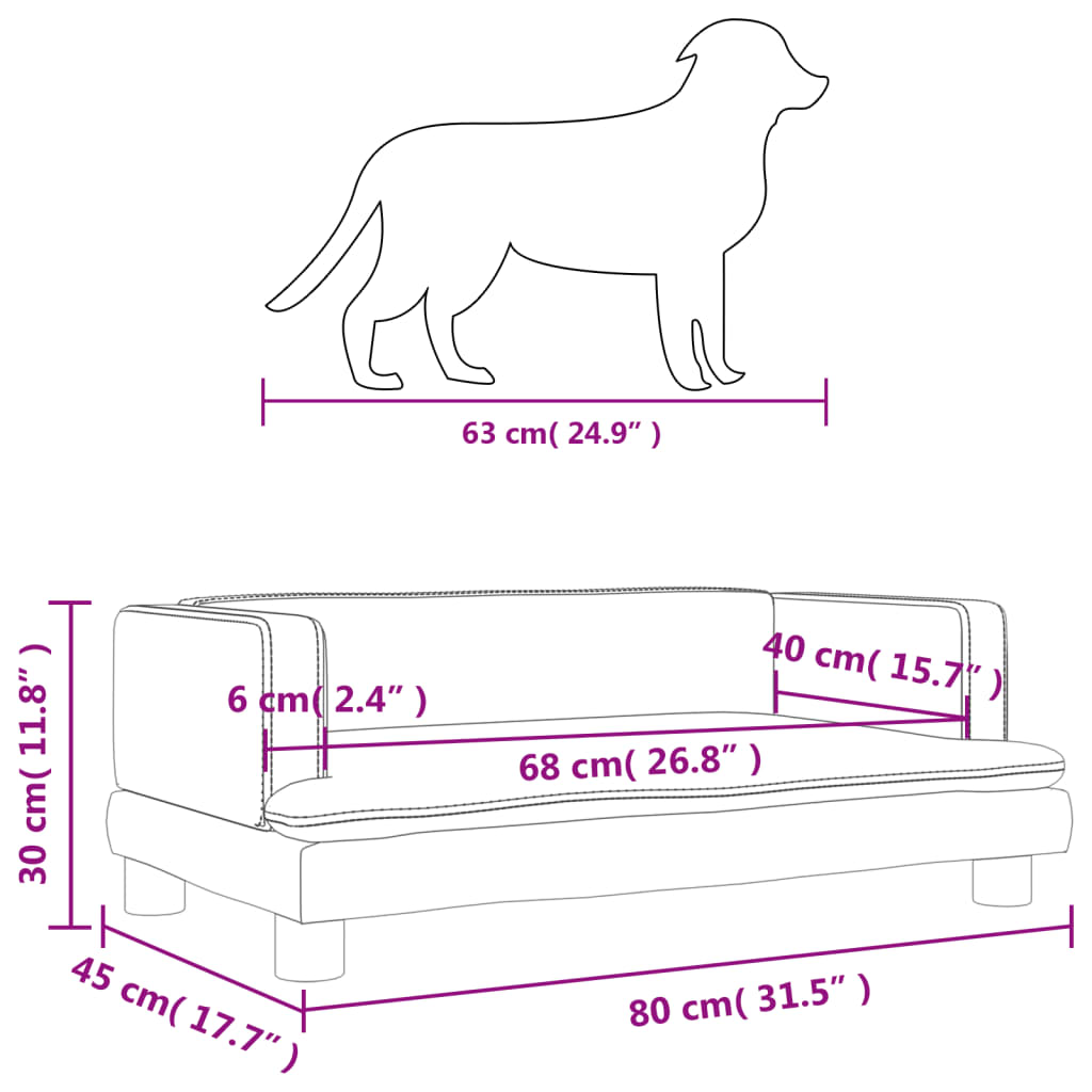 vidaXL Κρεβάτι Σκύλου Ροζ 80 x 45 x 30 εκ. Βελούδινο