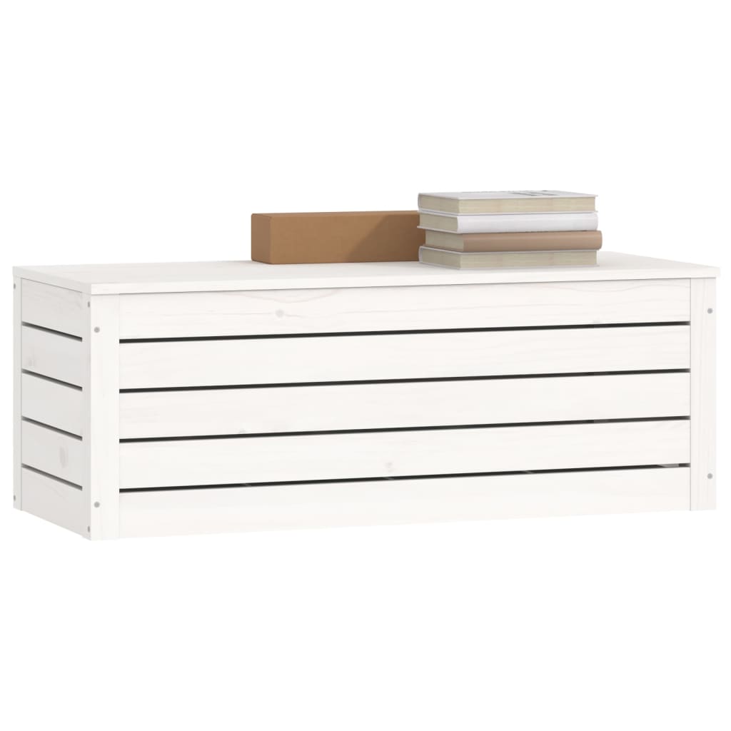 vidaXL Κουτί Αποθήκευσης Λευκό 89x36,5x33 εκ από Μασίφ Ξύλο Πεύκου