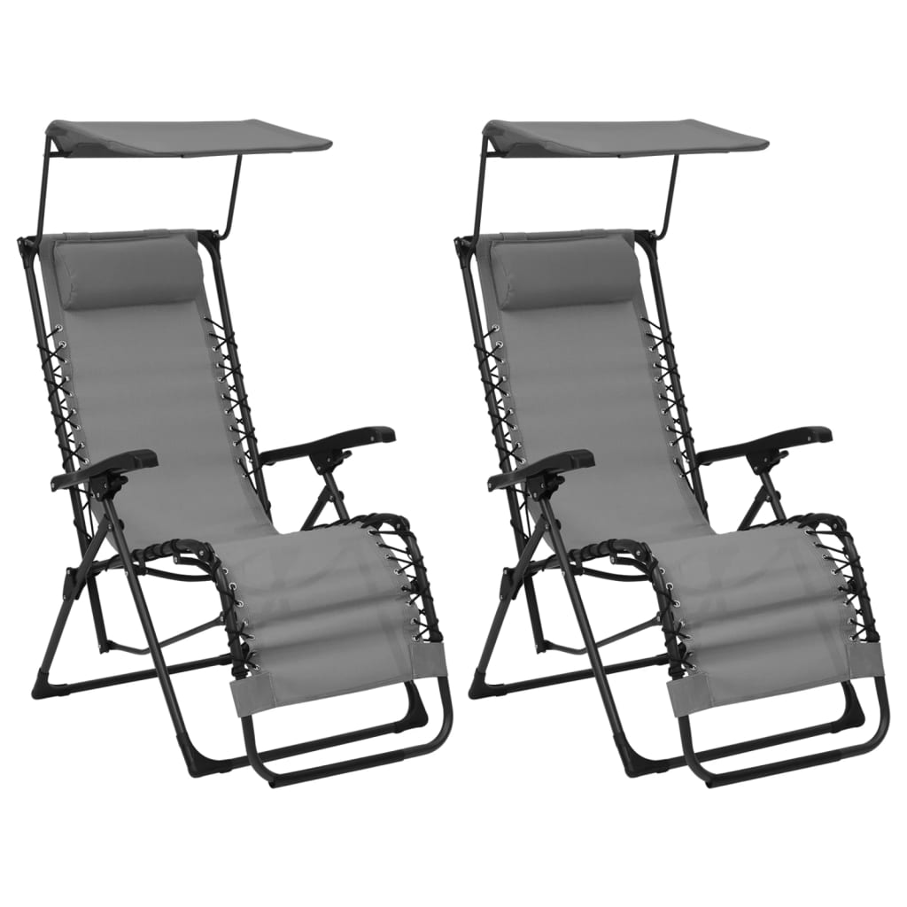 vidaXL Καρέκλες Εξ. Χώρου Πτυσσόμενες 2 τεμ. Γκρι από Textilene