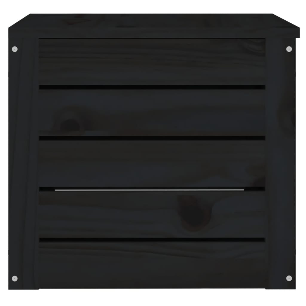 vidaXL Κουτί Αποθήκευσης Μαύρα 59,5x36,5x33 εκ. Μασίφ Ξύλο Πεύκου