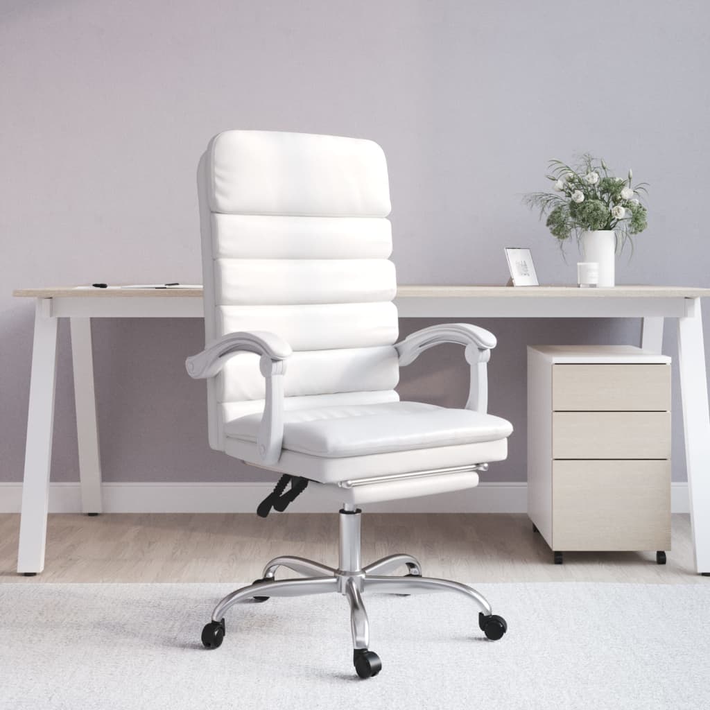 vidaXL Πολυθρόνα Γραφείου Μασάζ Ανακλινόμενη Λευκό από Συνθετικό Δέρμα
