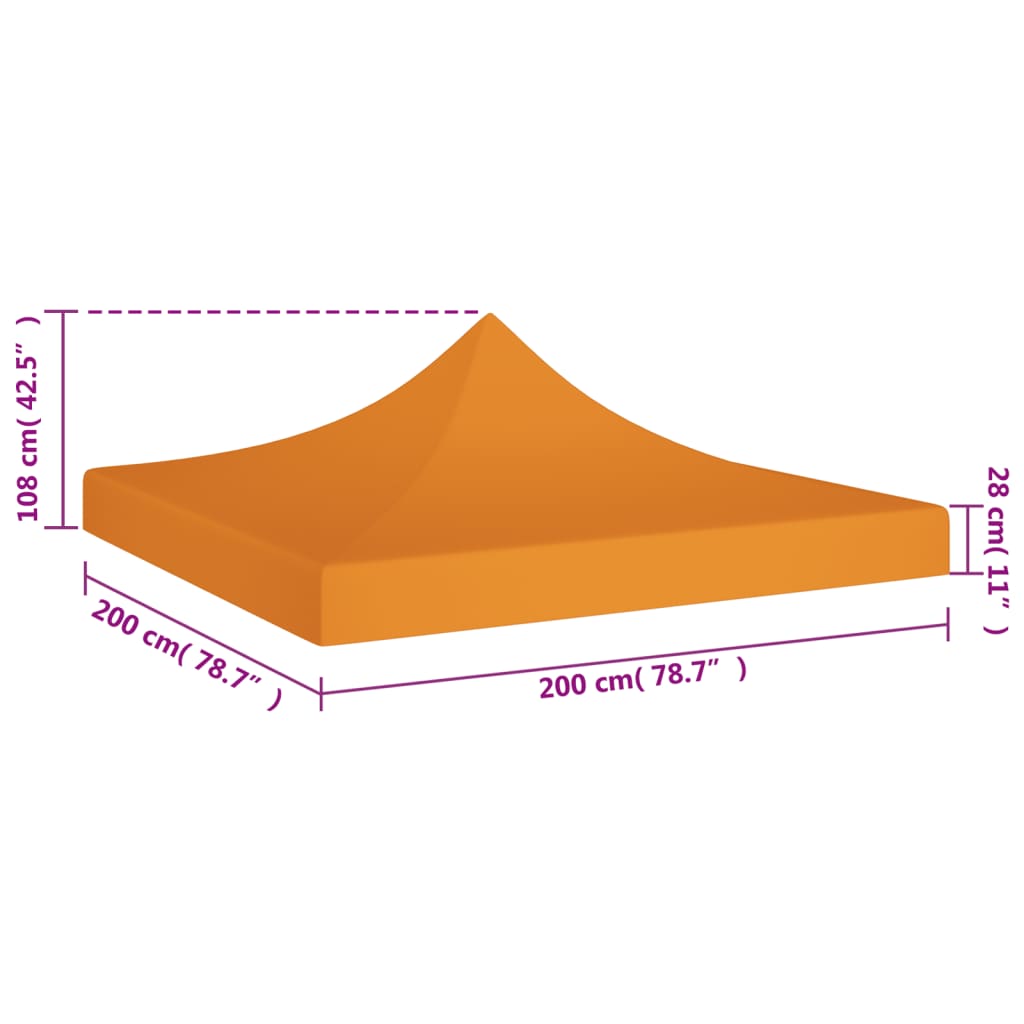vidaXL Κάλυμμα Τέντας Εκδηλώσεων Πορτοκαλί 2 x 2 μ. 270 γρ/μ²