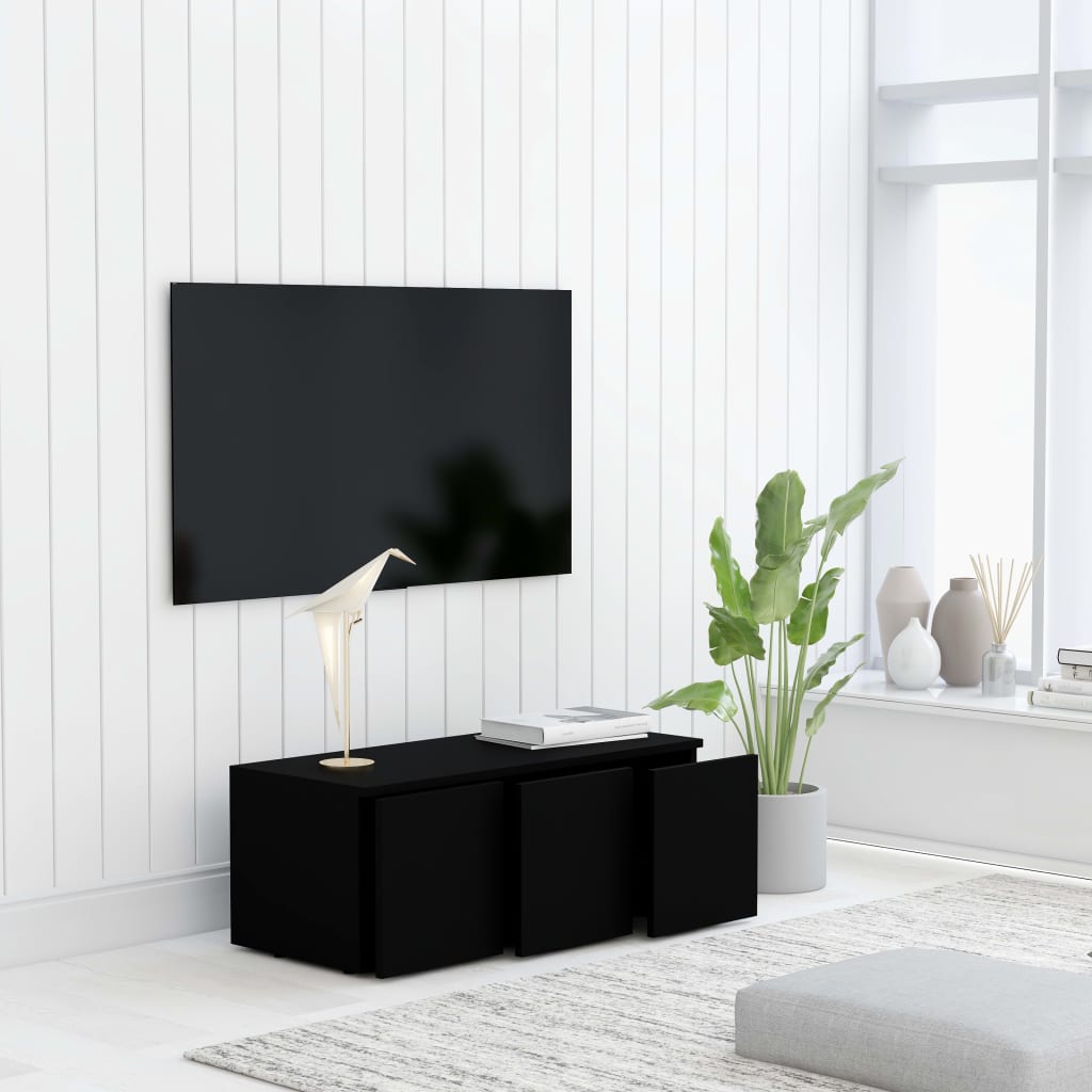 vidaXL Έπιπλο Τηλεόρασης Μαύρο 80 x 34 x 30 εκ. από Μοριοσανίδα