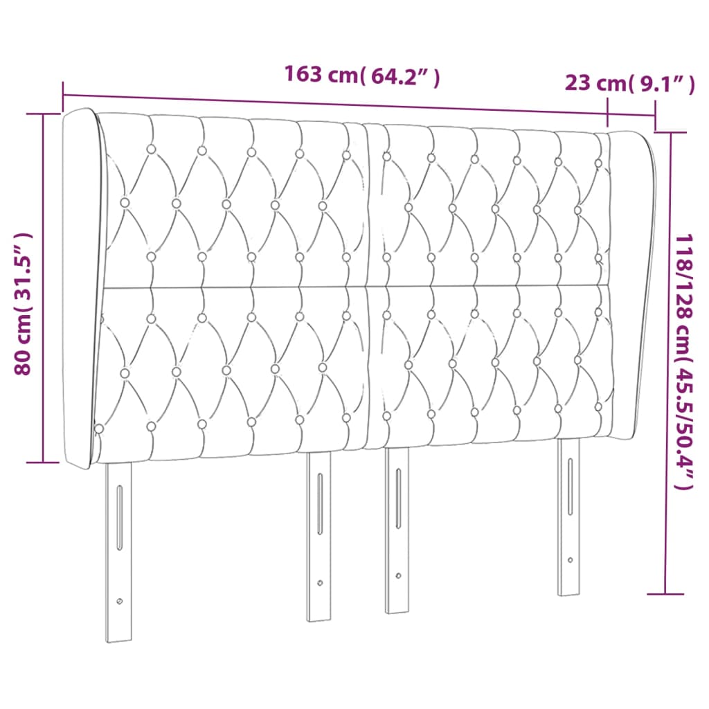 vidaXL Κεφαλάρι με Πτερύγια Μπλε 163x23x118/128 εκ. Υφασμάτινο