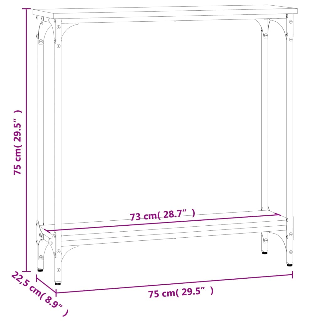 vidaXL Τραπέζι Κονσόλα Καπνιστή Δρυς 75x22,5x75 εκ. Επεξεργ. Ξύλο